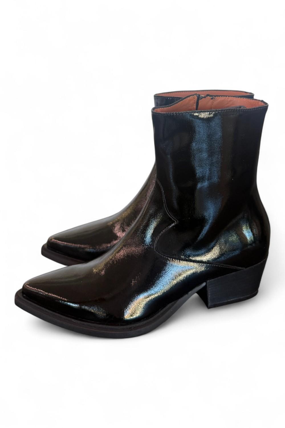 Stivaletto texano lucido nero Matteo Pitti 