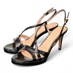Sandalo Albano nero in vernice con plateau 