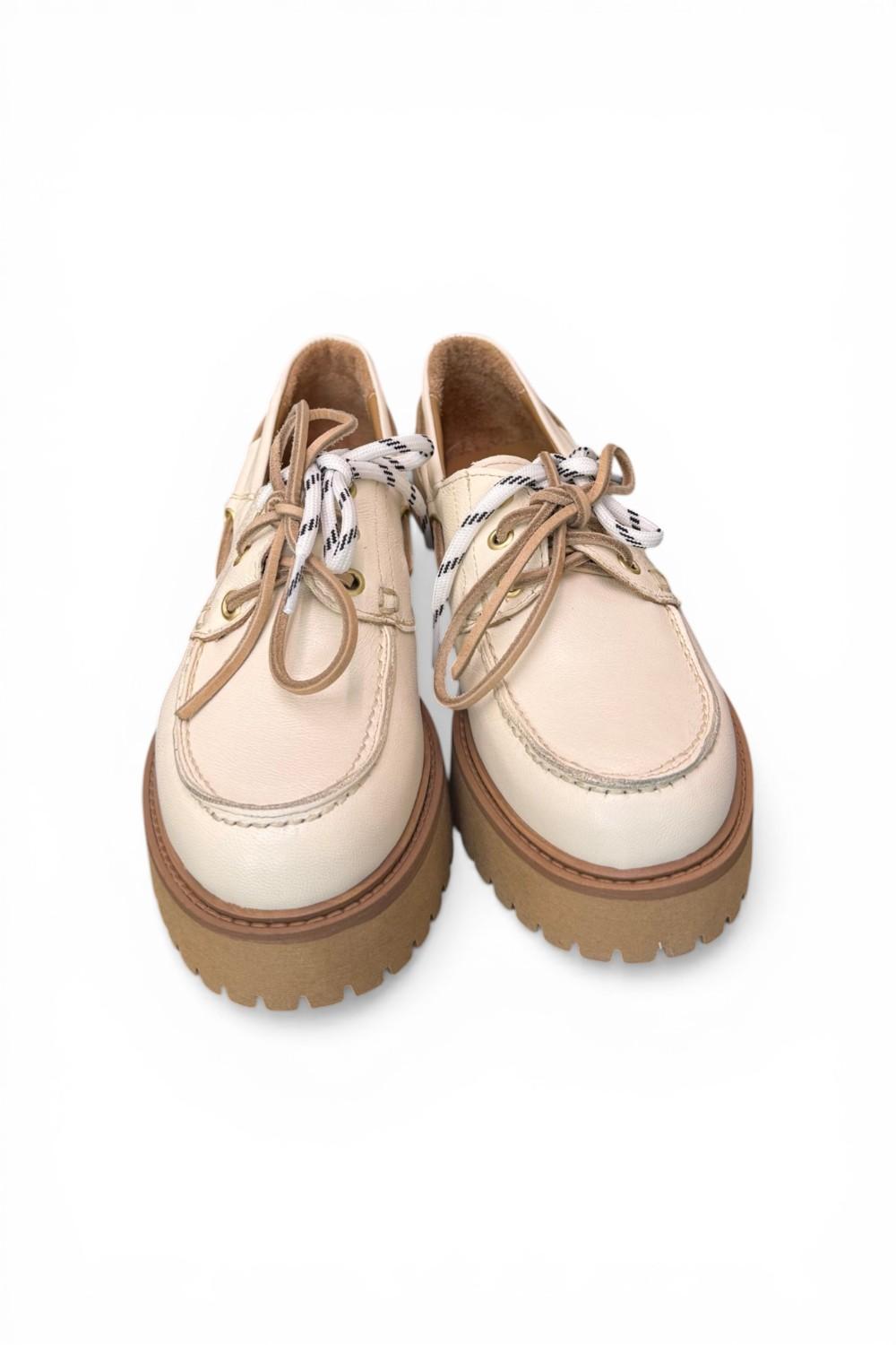 Scarpa barca XL pelle bianca Antica Bottega<BR/> 
