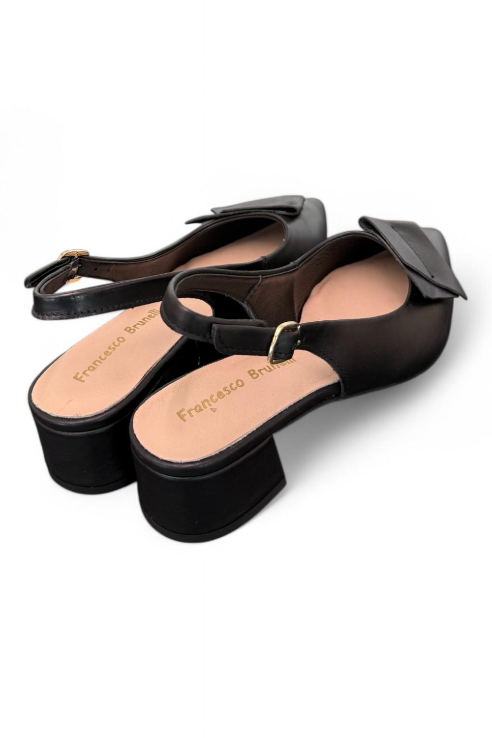 Slingback pelle nera Francesco B 