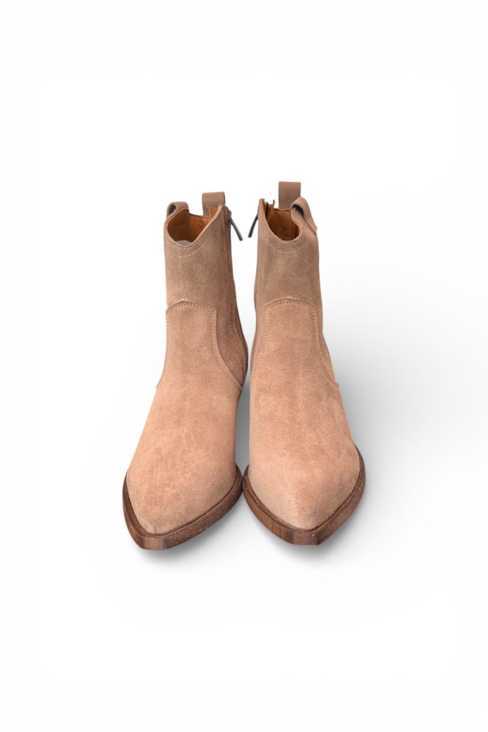 Stivaletto texano corto suede beige Ranye<BR/> 
