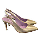 Slingback laminato platino tacco 80 Albano 