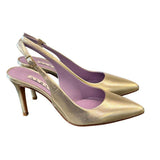 Slingback laminato platino tacco 80 Albano 