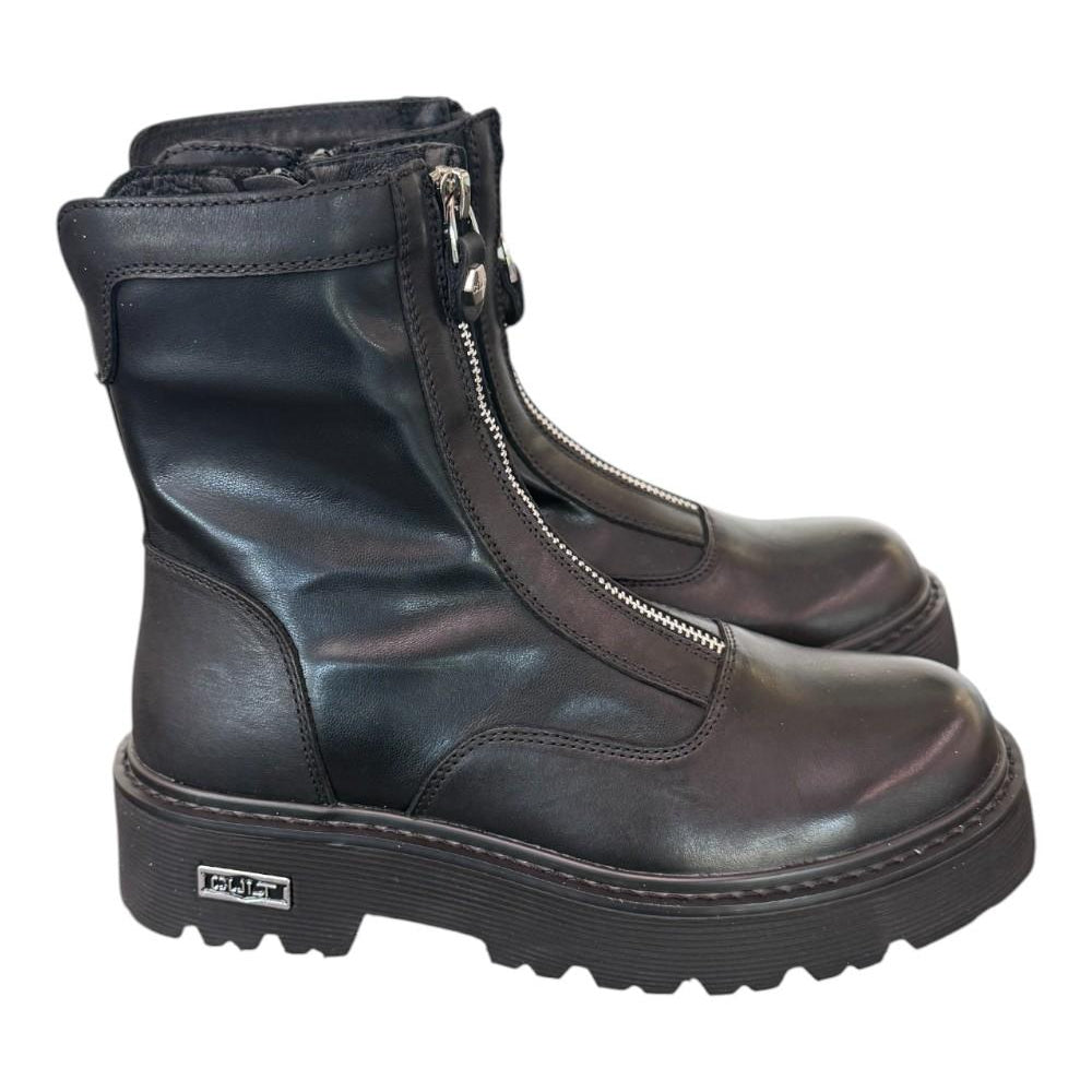Stivaletto zip donna pelle nera Slash Cult 