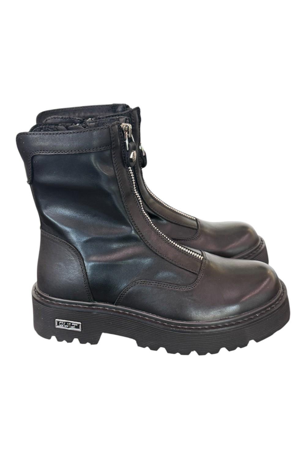 Stivaletto zip donna pelle nera Slash Cult 