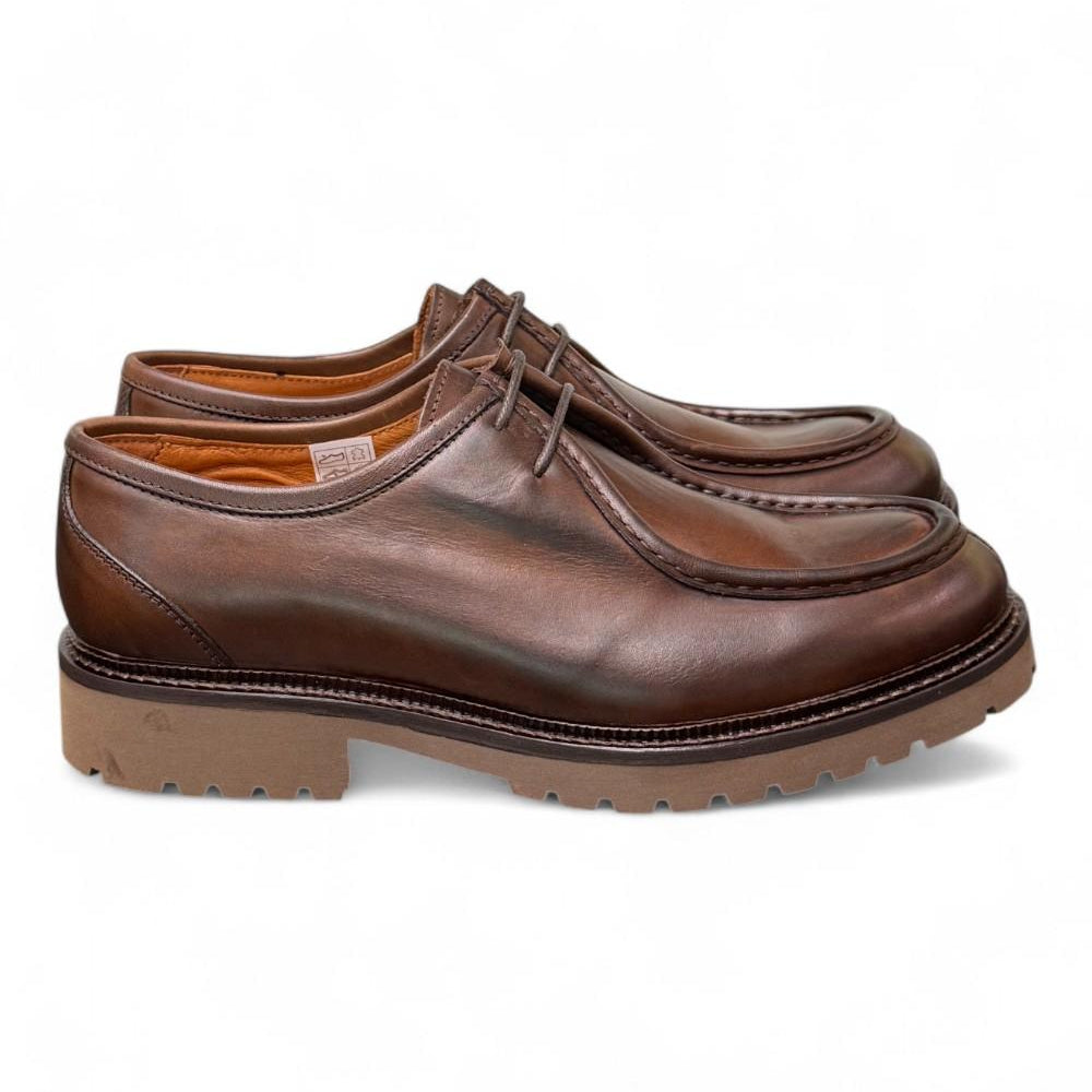 Scarpa allacciata ingegnere cucitura cioccolato Exton 
