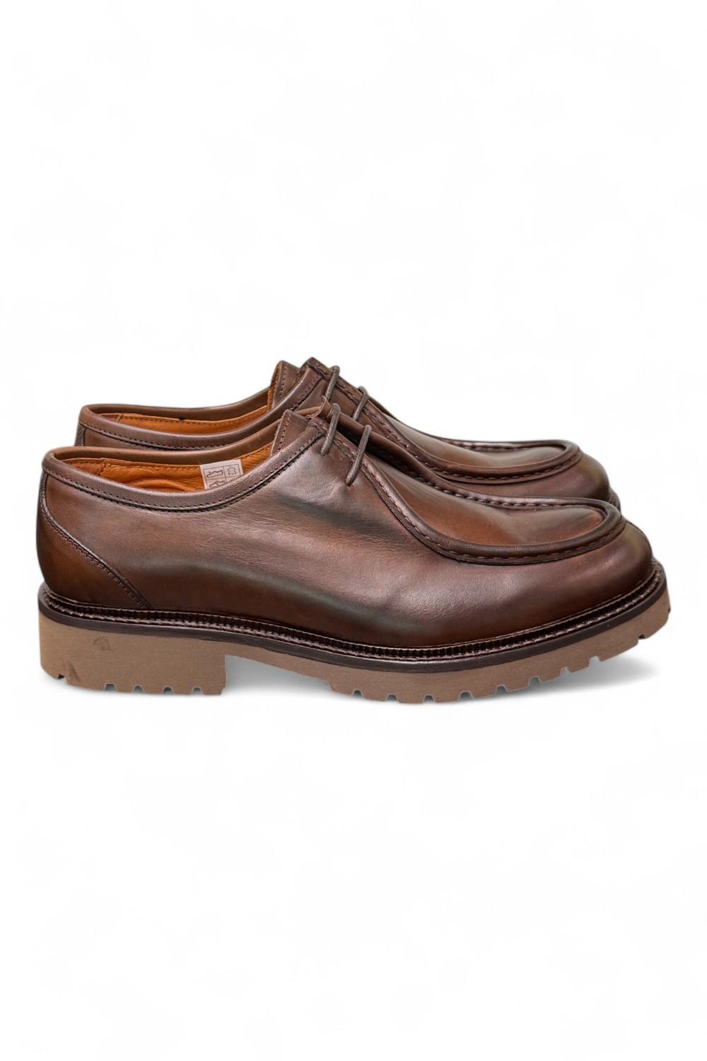 Scarpa allacciata ingegnere cucitura cioccolato Exton 