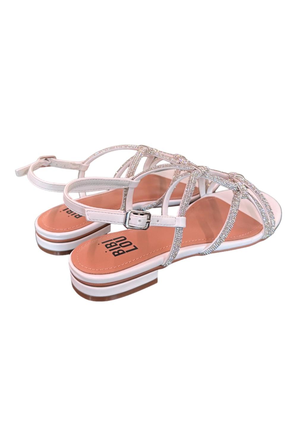 Sandalo incroci strass bianco argento Bibi Lou<BR/> 