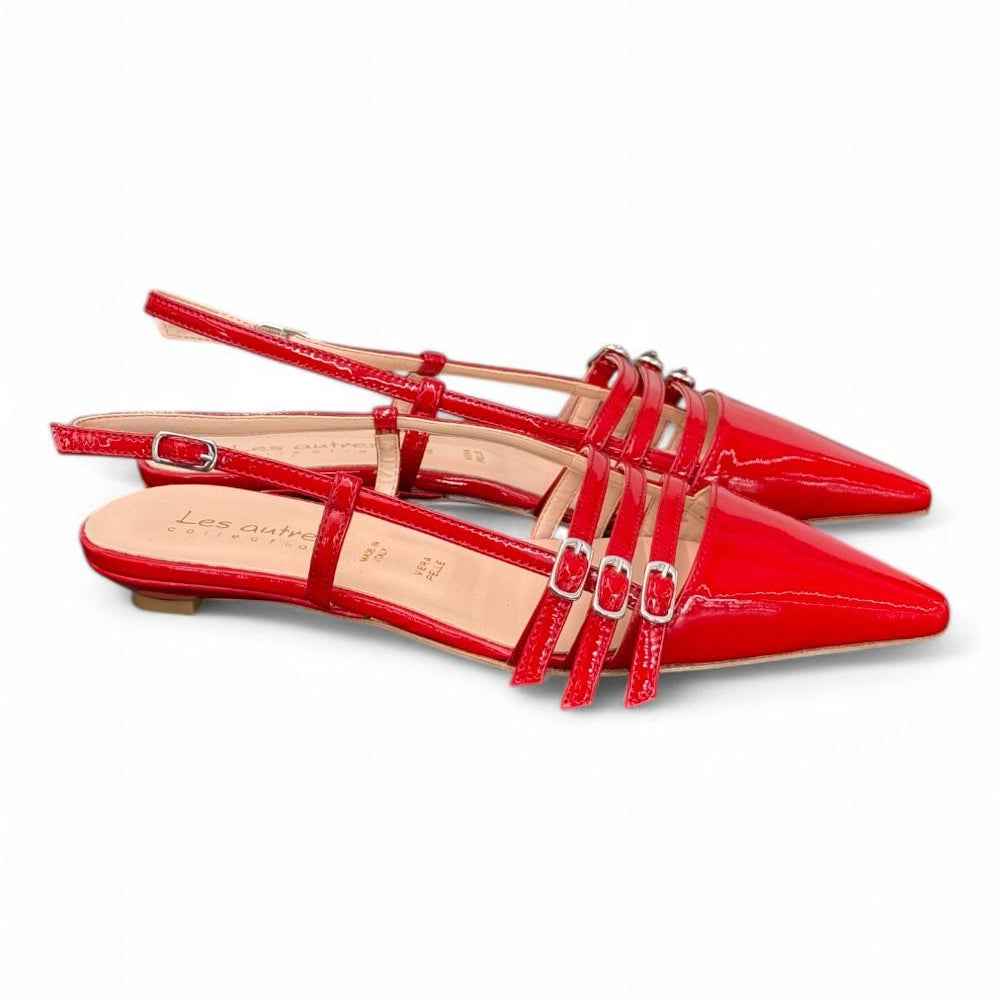 Slingback cintini vernice rossa  flat Les Autres<BR/> 