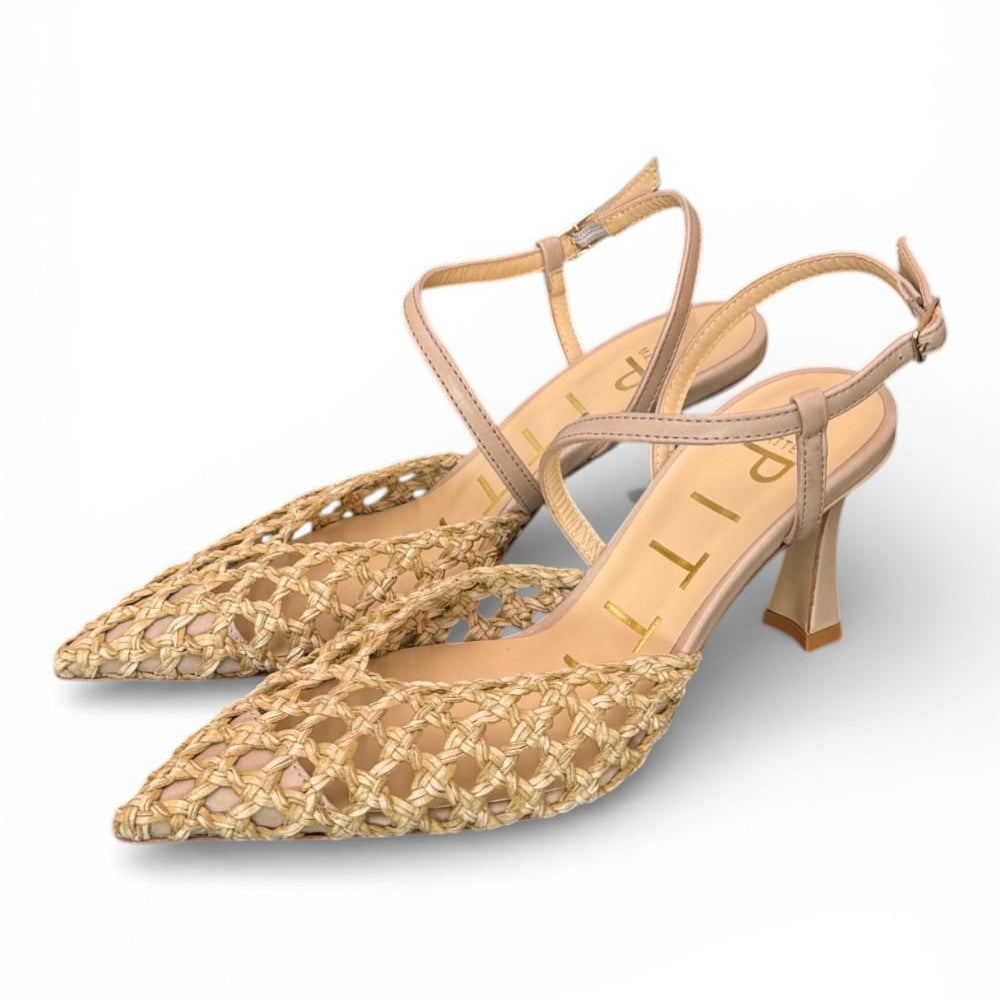 Slingback rafia taupe T70  Matteo Pitti 