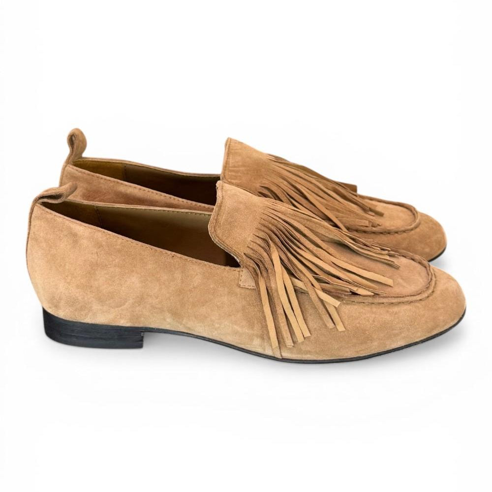 Mocassino frange camoscio beige JVAM<BR/> 