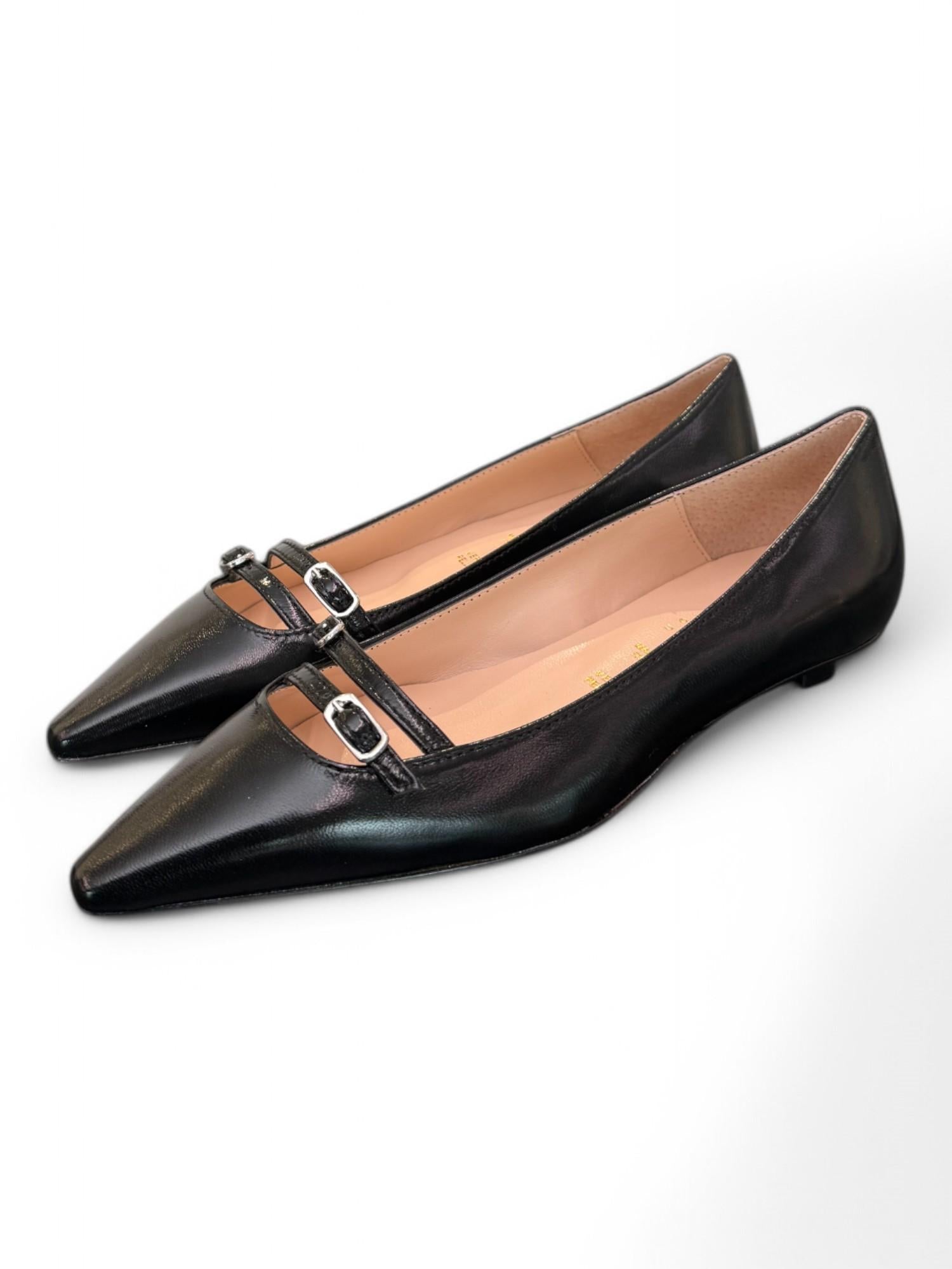 Ballerina cintino pelle nera flat Les Autres<BR/> 