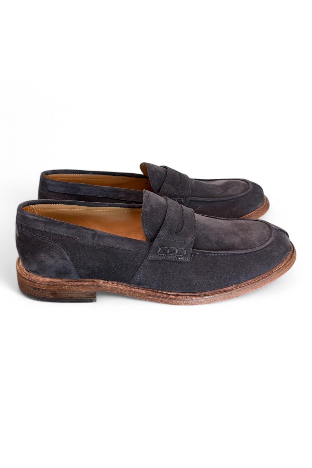 Mocassino suede blu Franco Fedele<BR/> 