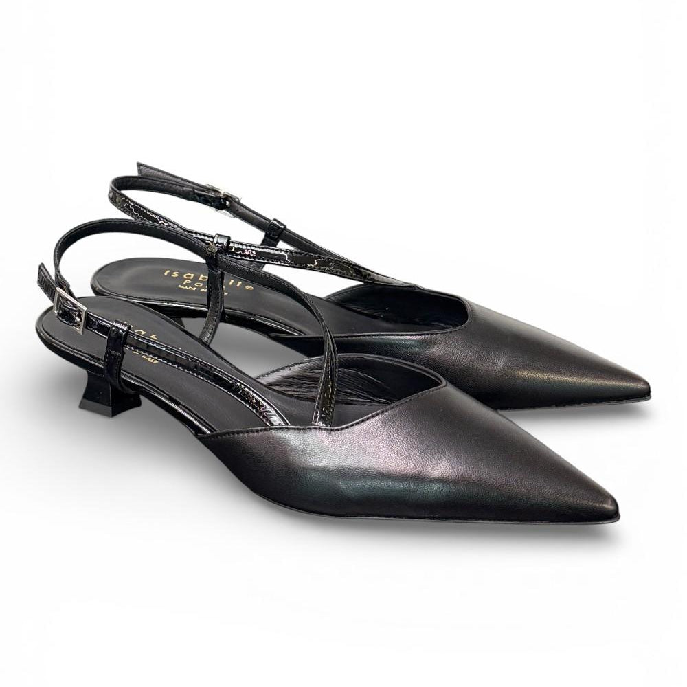 Slingback cintino pelle nera Isabelle Paris 