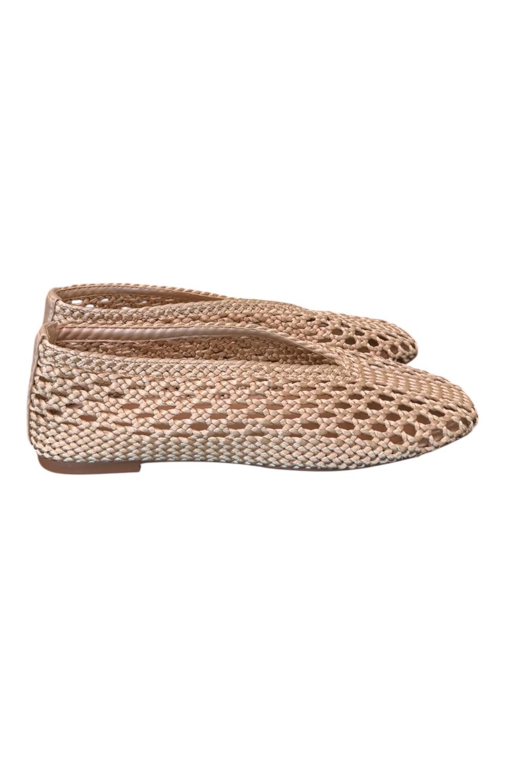 Ballerina intrecciata in tessuto champagne Inuovo<BR/> 