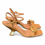 Sandalo rafia camel tacco oro Chantal<BR/> <BR/> 