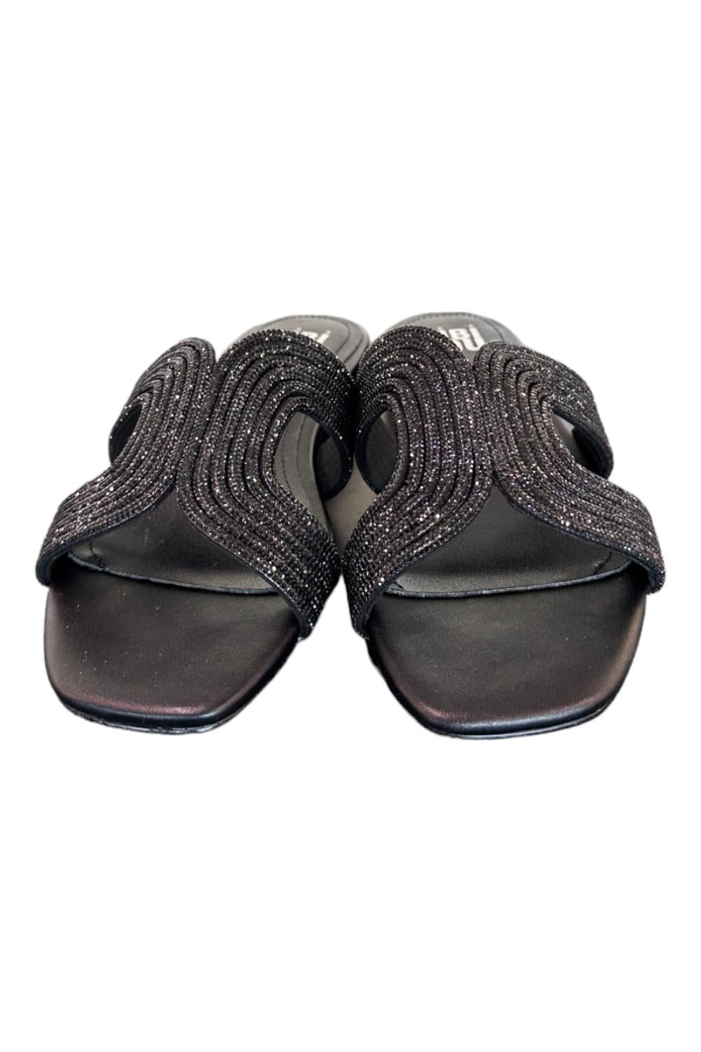Ciabatta con strass nera Bibi Lou<BR/> 