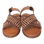 Sandalo incrocio pelle marrone intrecciata Inuovo<BR/> 
