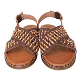 Sandalo incrocio pelle marrone intrecciata Inuovo<BR/> 