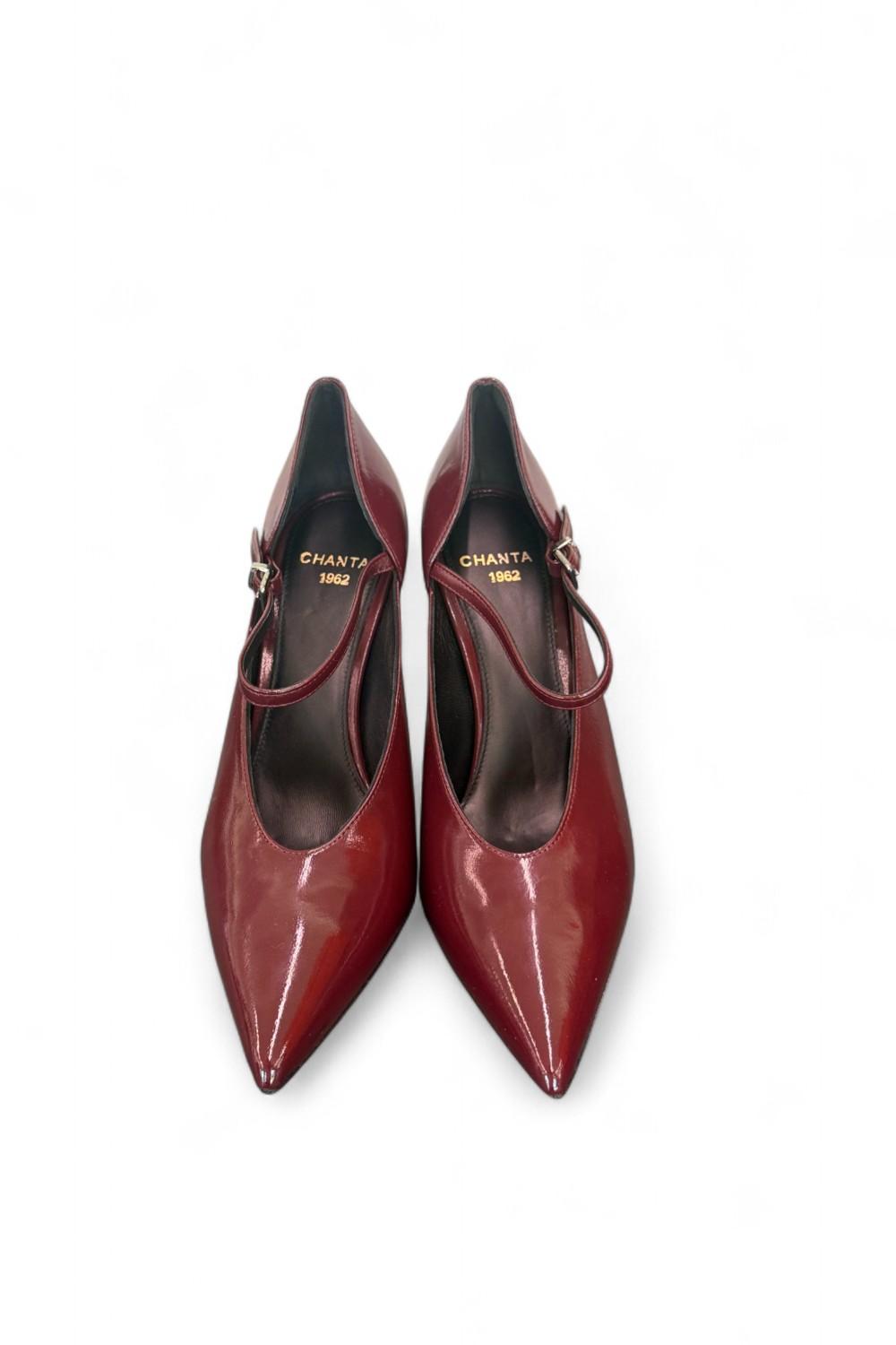 Decolté cinturino in pelle lucida bordeaux Chantal 