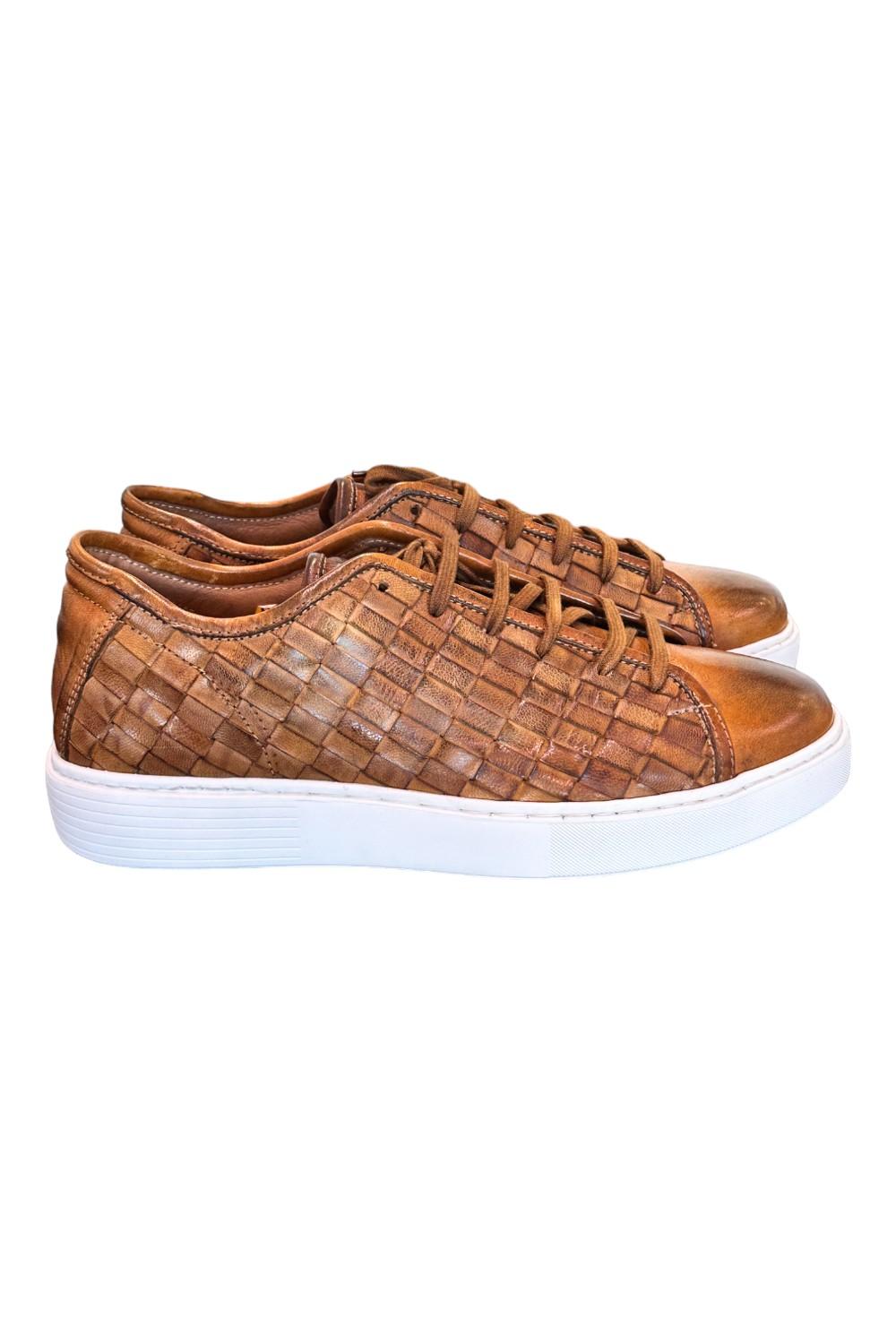 Sneaker uomo intrecciata cuoio Pawelks 
