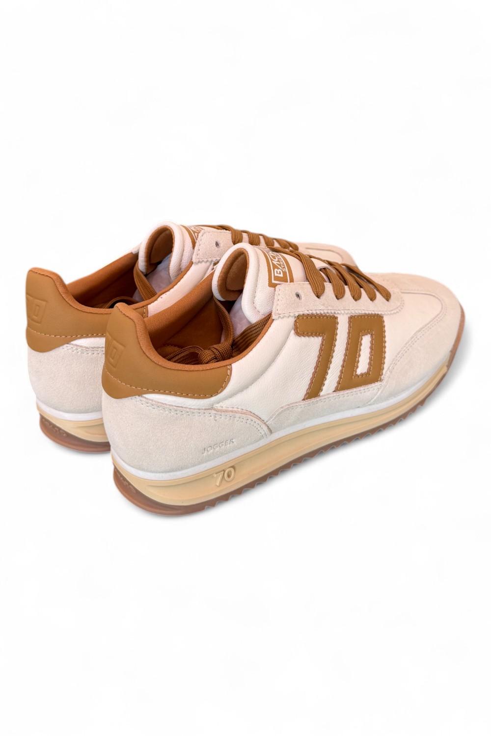 Sneaker donna Back70 Jogger nappa latte cuoio 