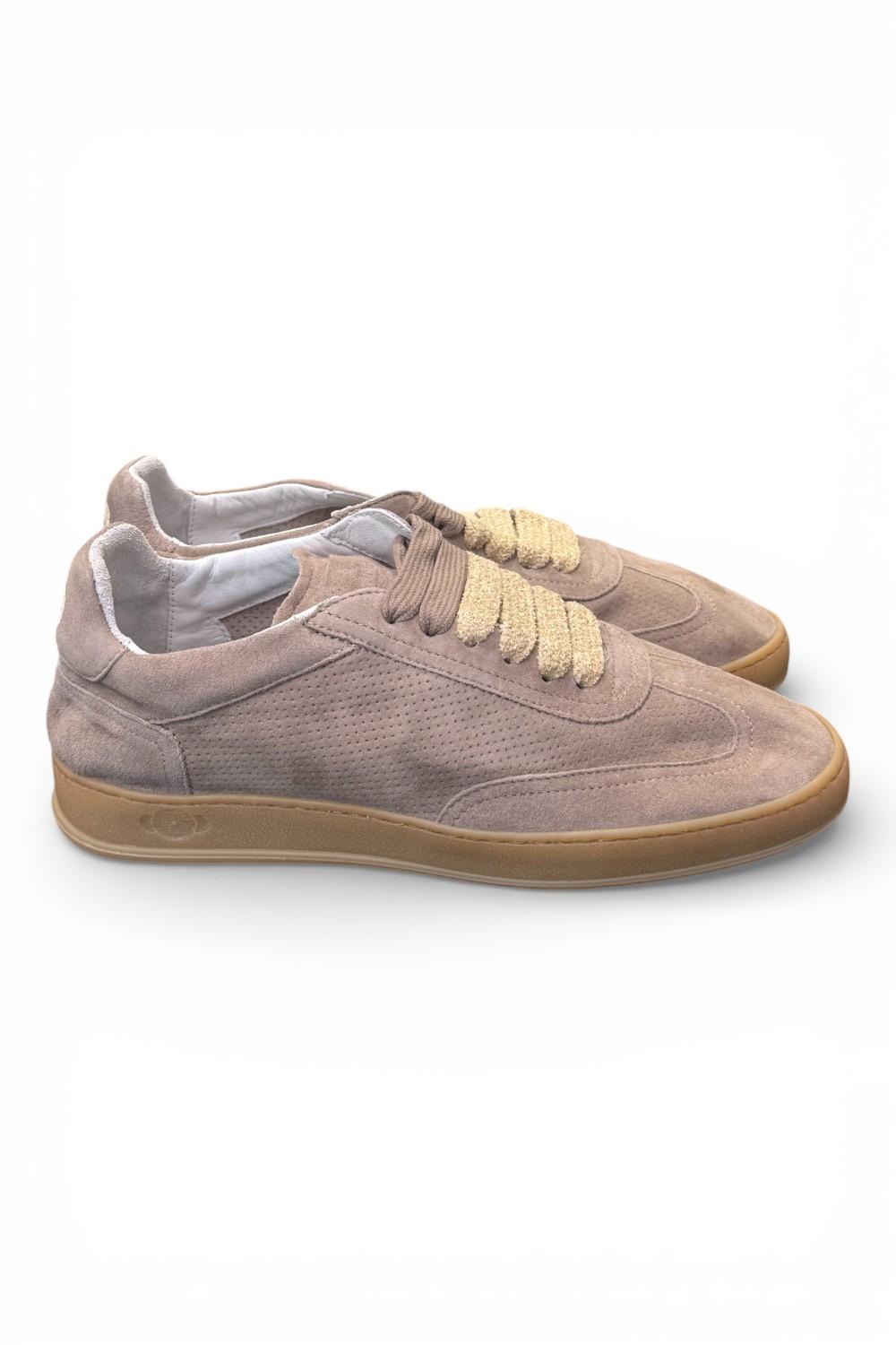 Sneaker uomo Soldini 80 Akira suede forato beige tortora 