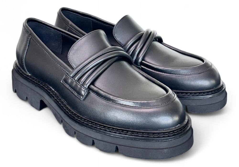 Mocassino fili in pelle nera Bruno Premi 