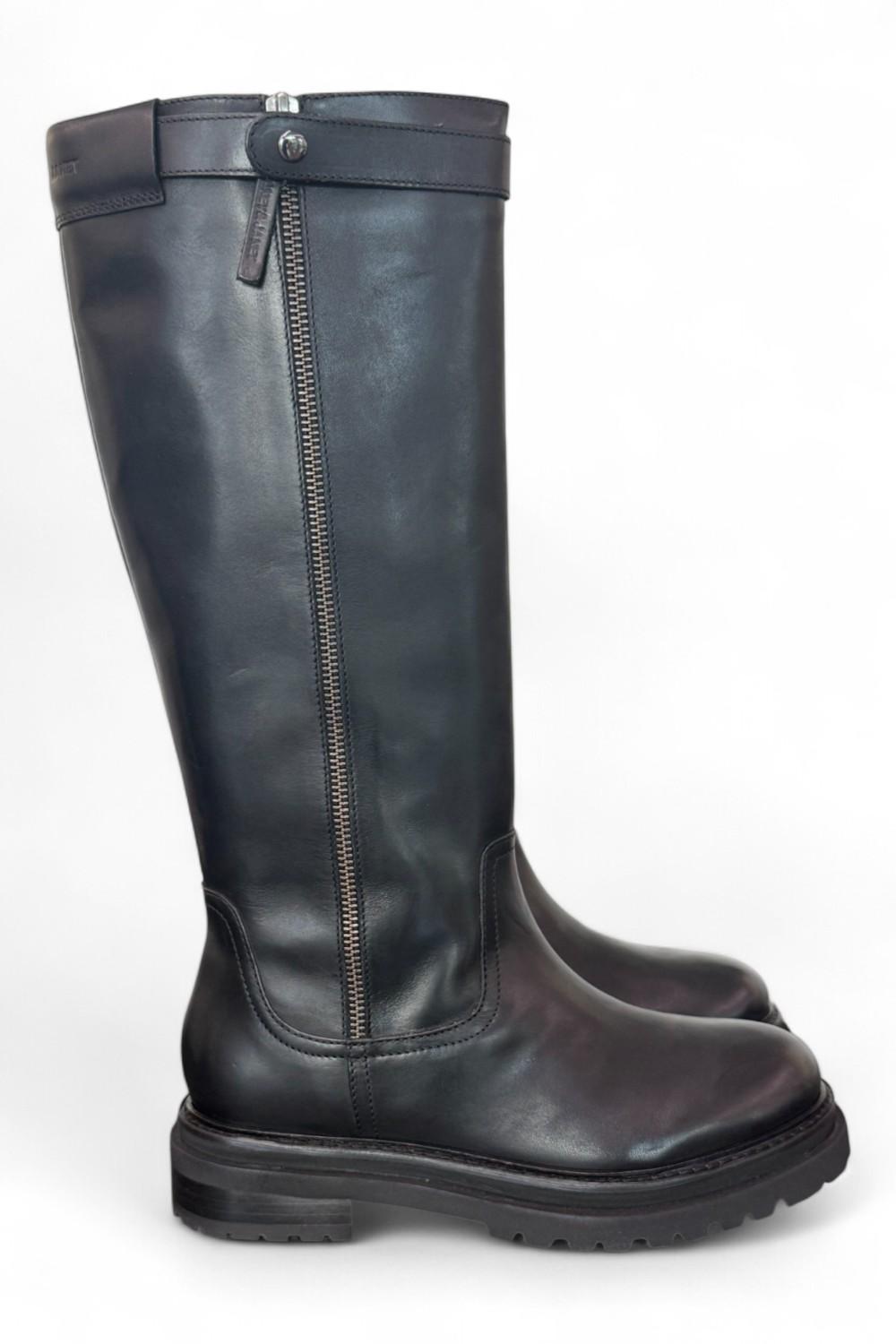 Stivale biker pelle nera Janet 