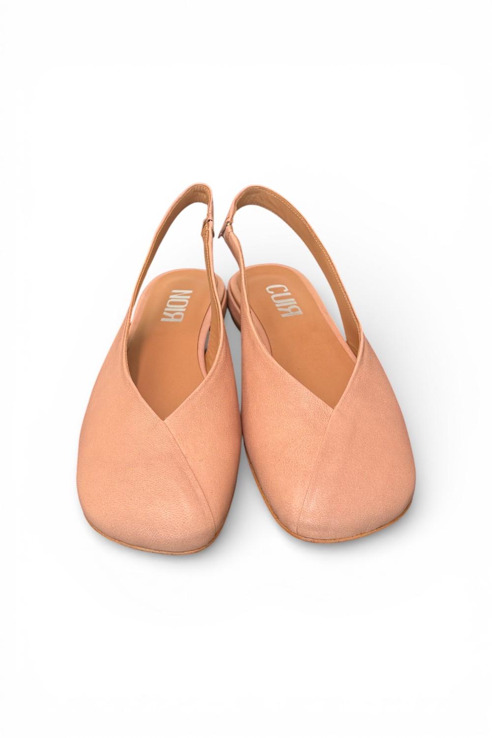 Slingback pelle nature Cuir Noir<BR/> 