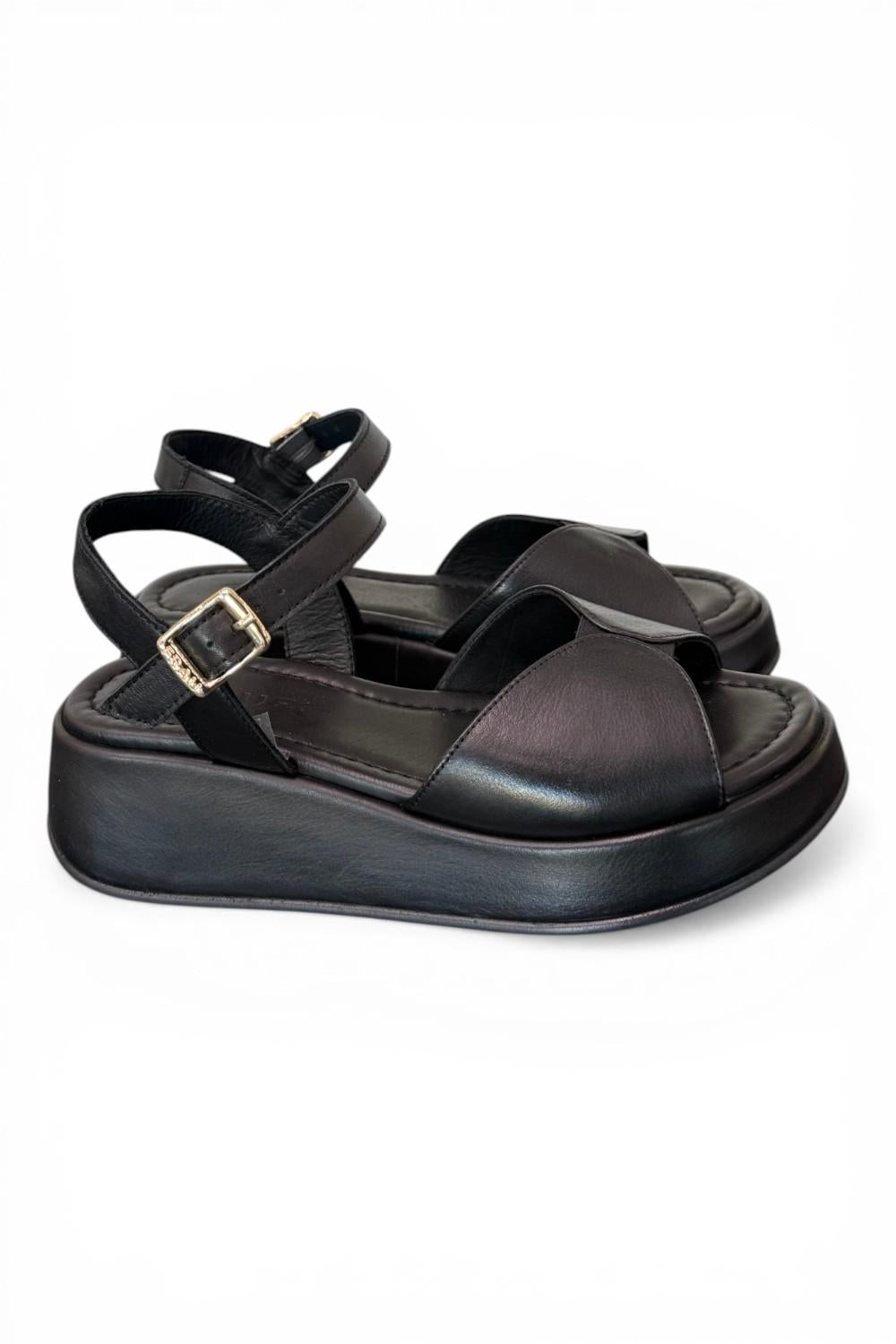 Sandalo fascia pelle nera Z50 Frau 
