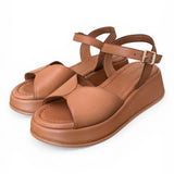Sandalo fascia pelle camel Z50 Frau 