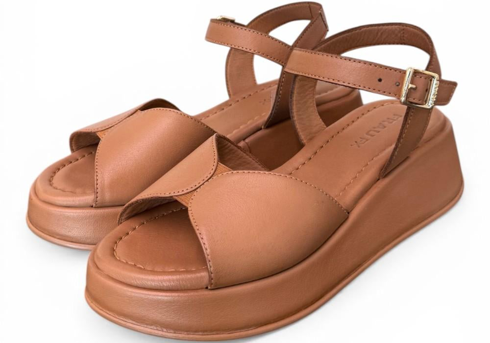 Sandalo fascia pelle camel Z50 Frau 