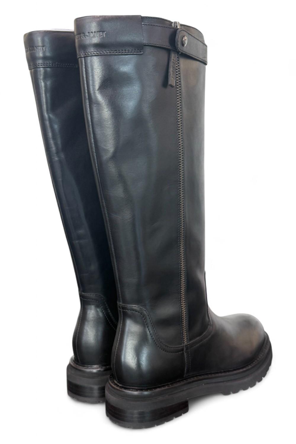 Stivale biker pelle nera Janet 