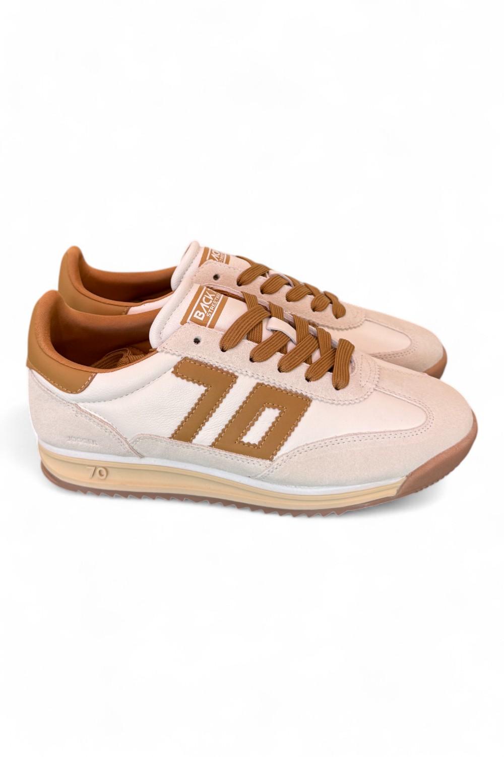 Sneaker donna Back70 Jogger nappa latte cuoio 