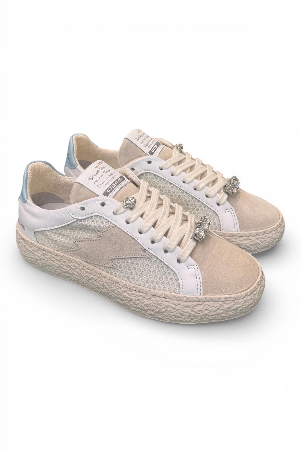 Sneaker donna crep beige celeste Stokton<BR/> 