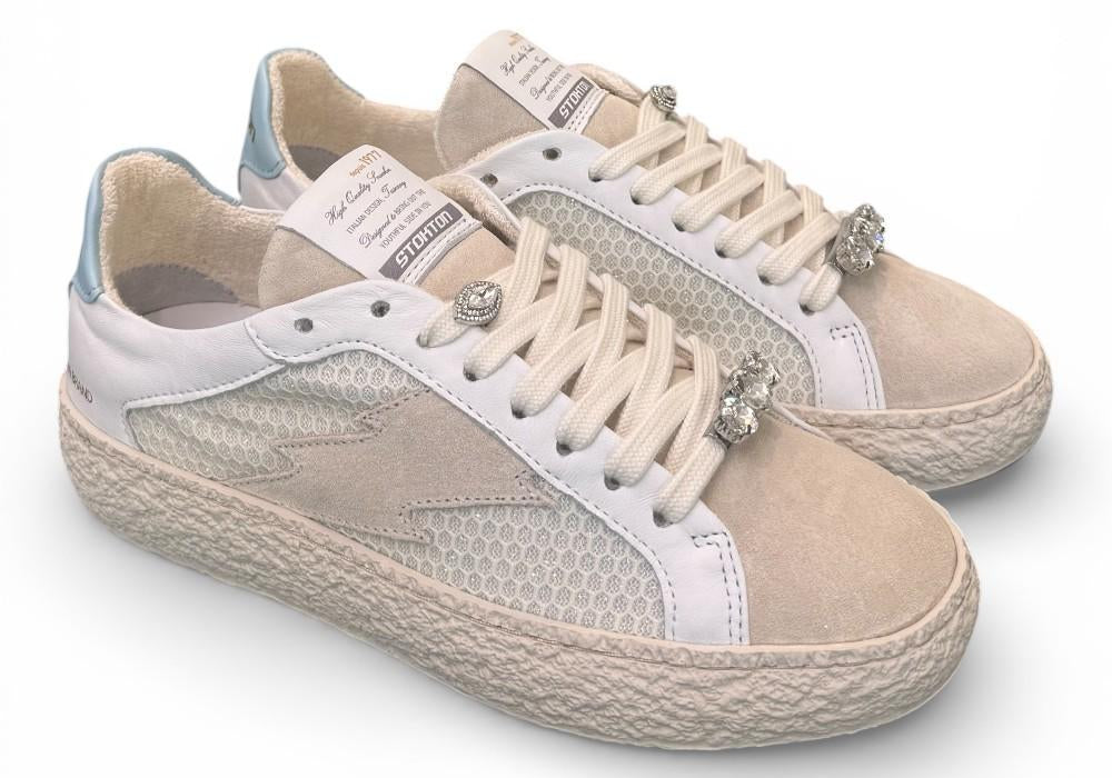 Sneaker donna crep beige celeste Stokton<BR/> 