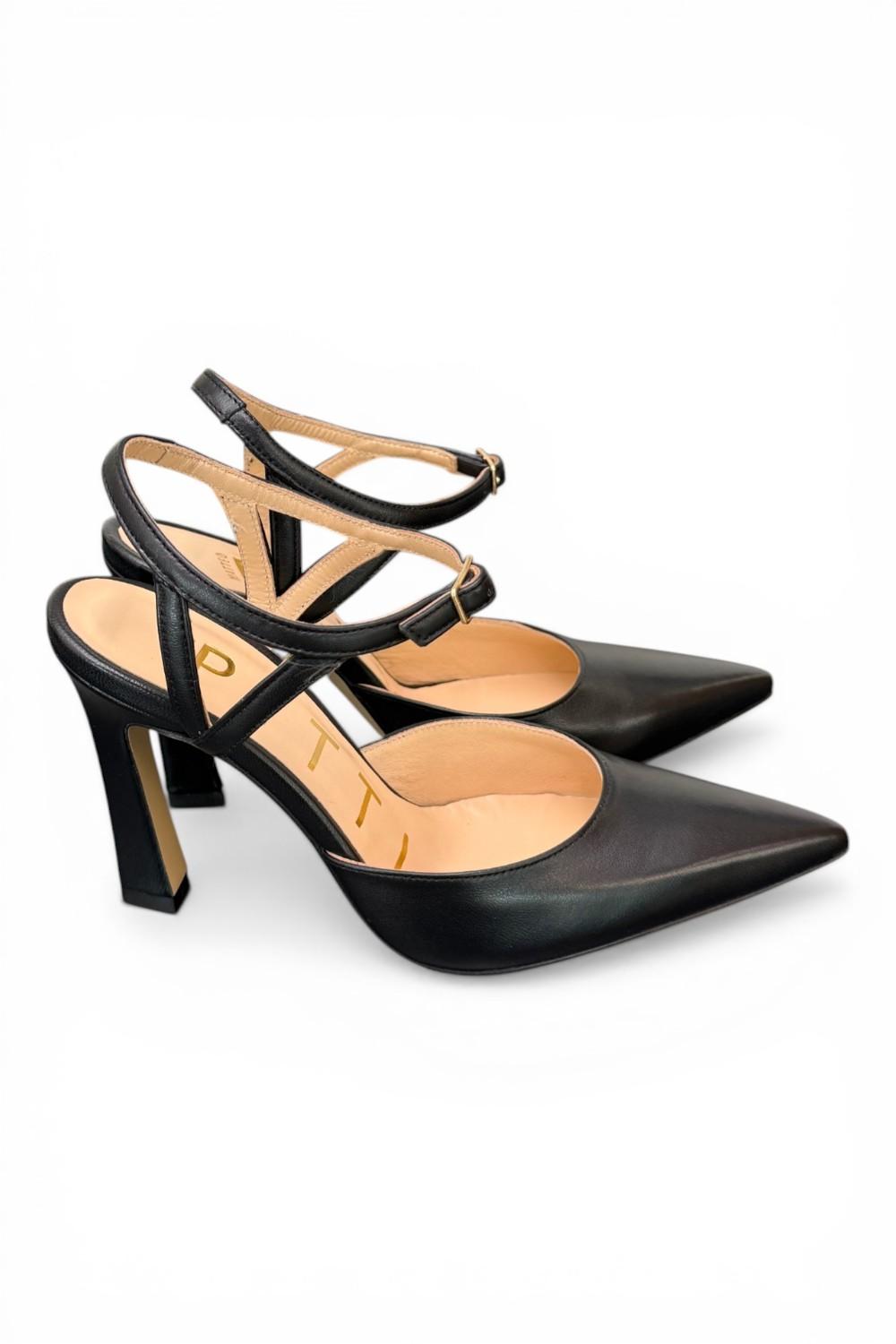 Slingback cintino pelle nera Matteo Pitti 