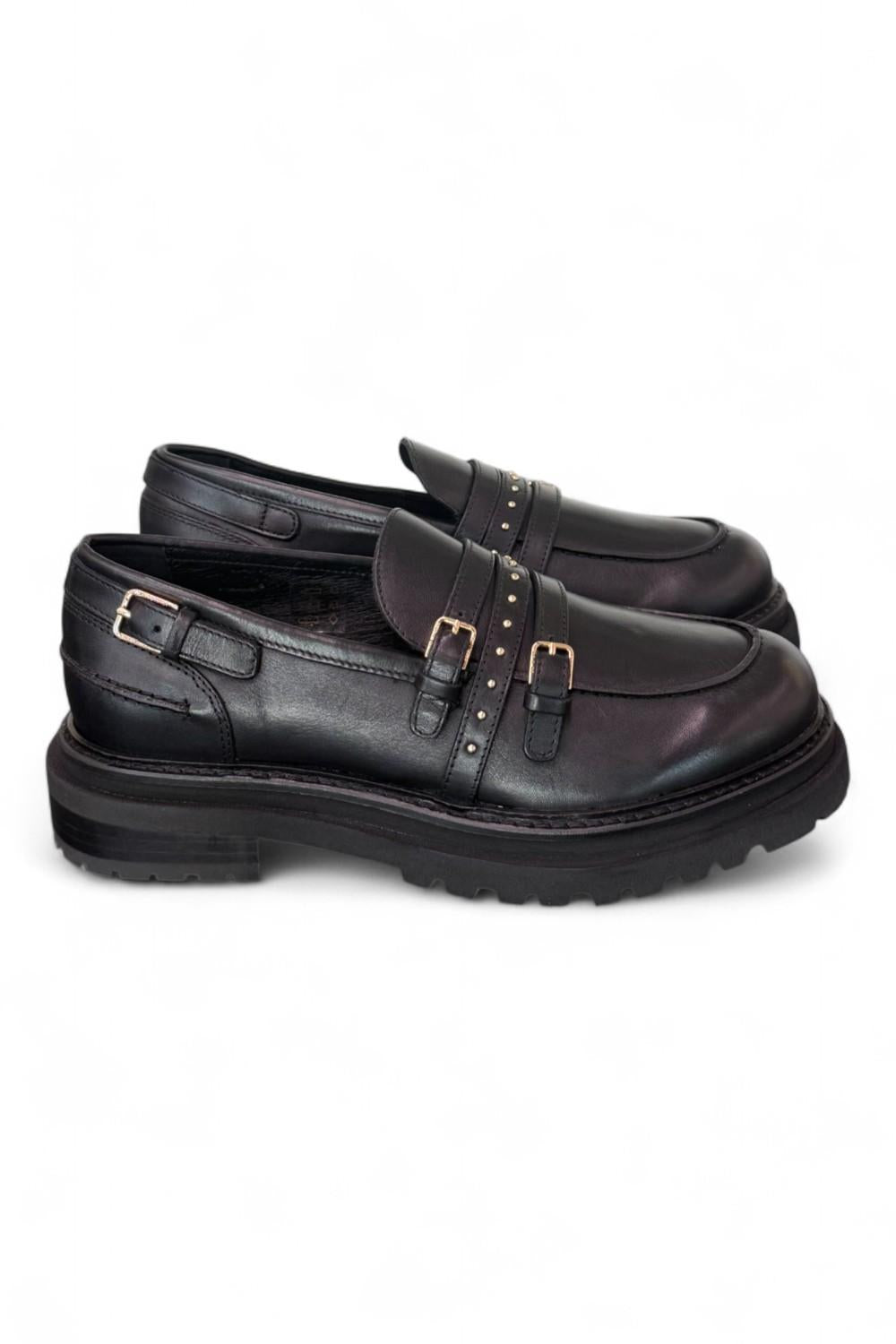 Mocassino donna pelle nera Janet 