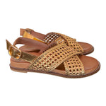 Sandalo incrocio pelle gold intrecciata Inuovo<BR/> 