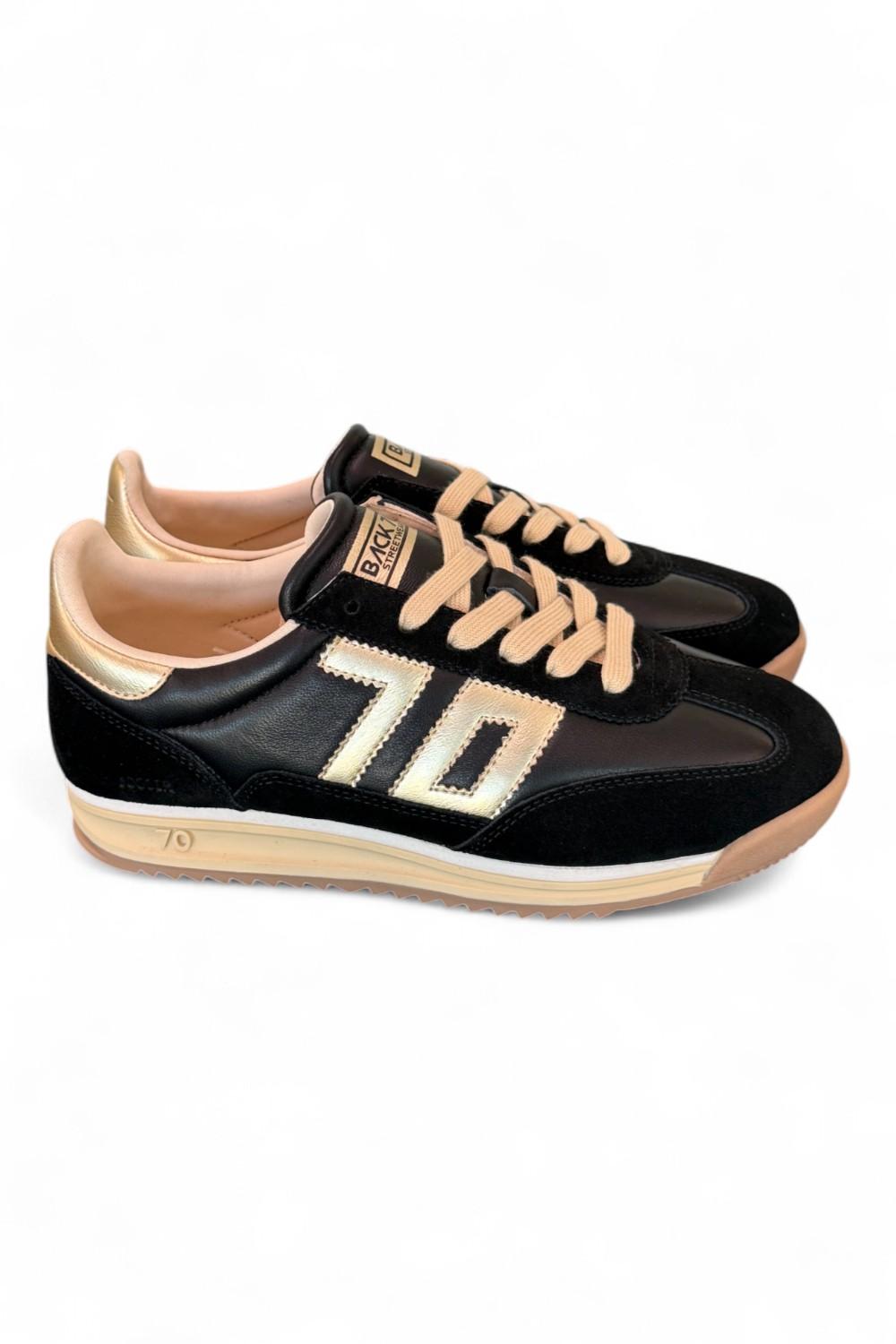 Sneaker donna Back70 Jogger nappa black gold 