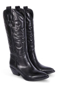 Stivale Texano ricamo in pelle nera Ranye