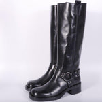 Stivale biker lungo pelle nera Angelica 