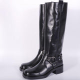 Stivale biker lungo pelle nera Angelica 