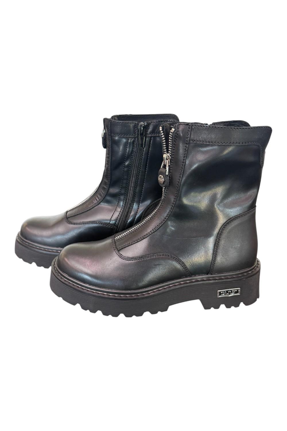 Stivaletto zip donna pelle nera Slash Cult 