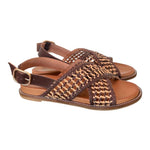 Sandalo incrocio pelle marrone intrecciata Inuovo<BR/> 