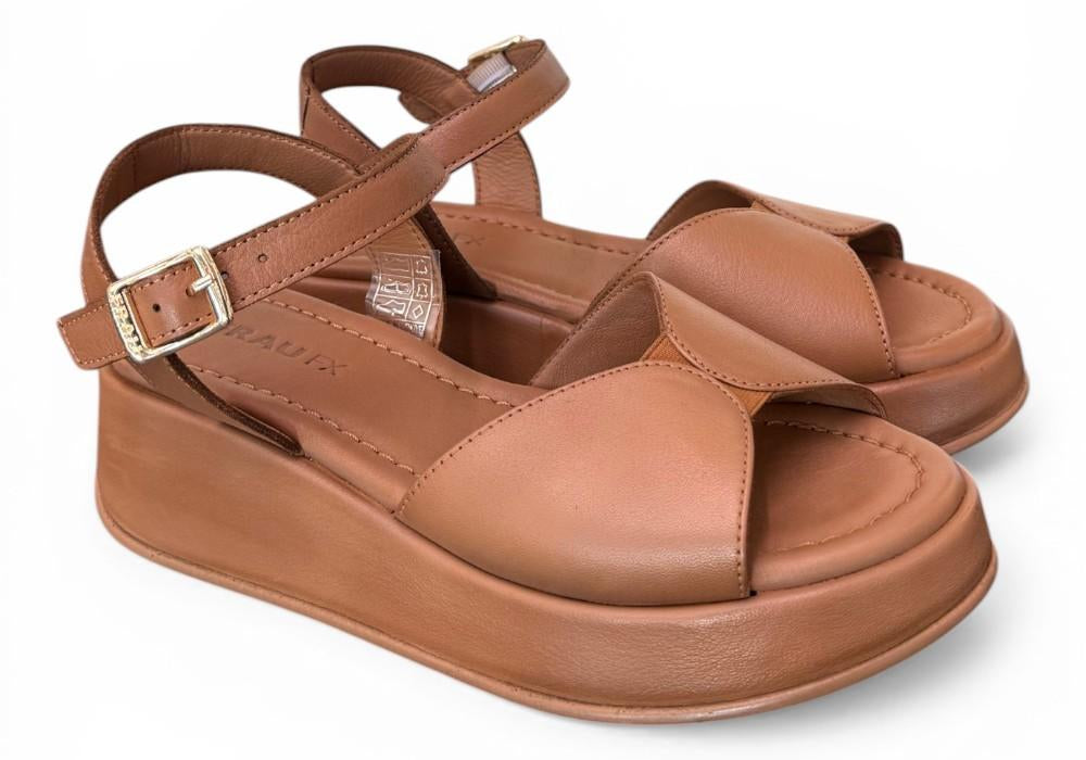 Sandalo fascia pelle camel Z50 Frau 