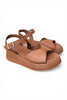 Sandalo fascia pelle camel Z50 Frau