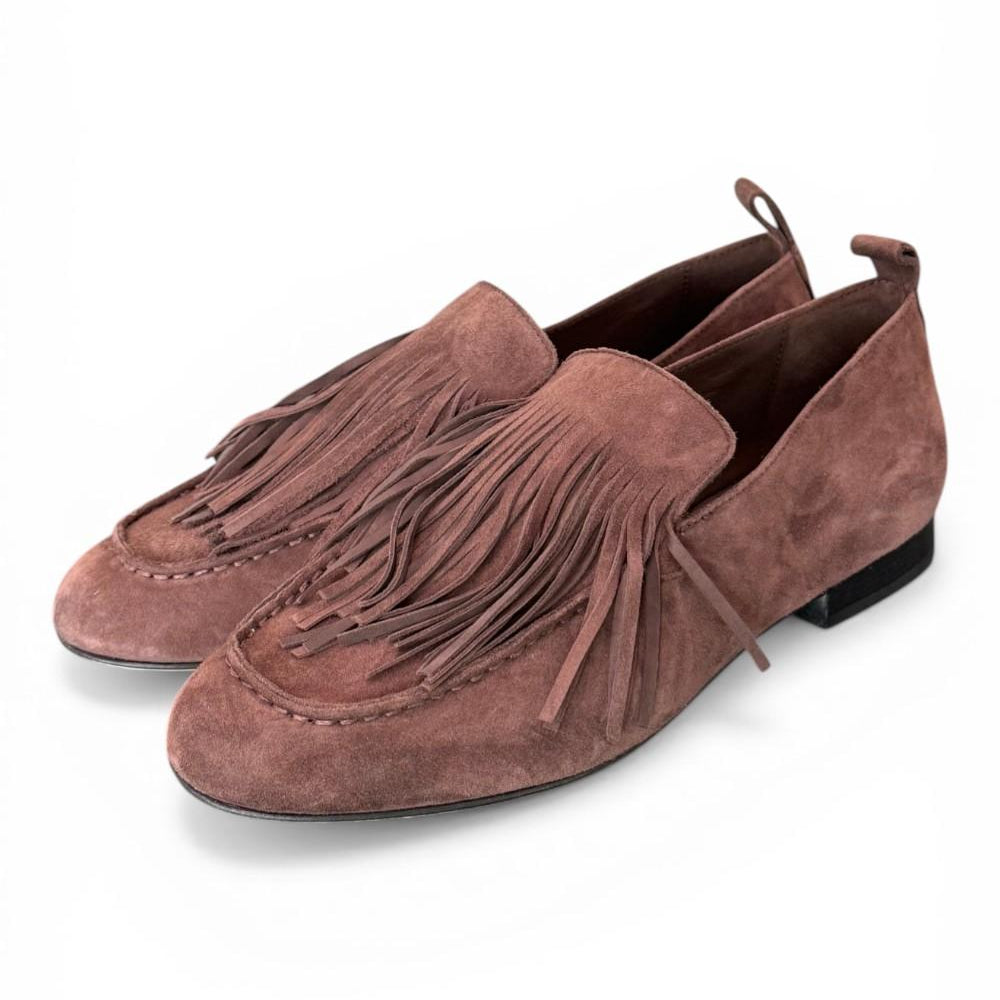 Mocassino frange camoscio testa di moro JVAM<BR/> 