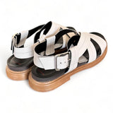 Sandalo fasce pelle latte Fabbrica Dei Colli<BR/> 